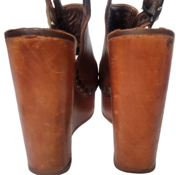 JEFFREY Campbell Women's Havana Leather Wood Wedge - Picture 3 of 14